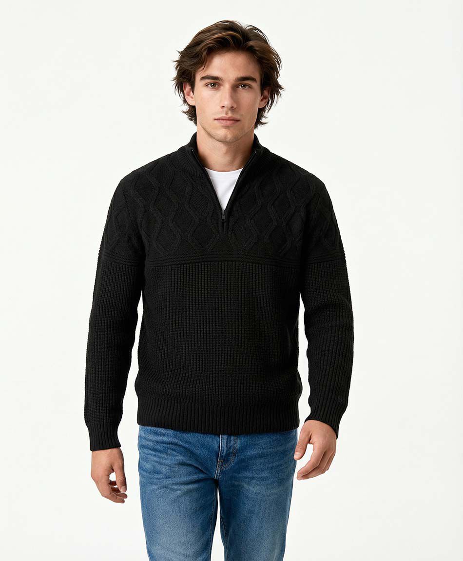 Sweater hombre cierre medio texturizado