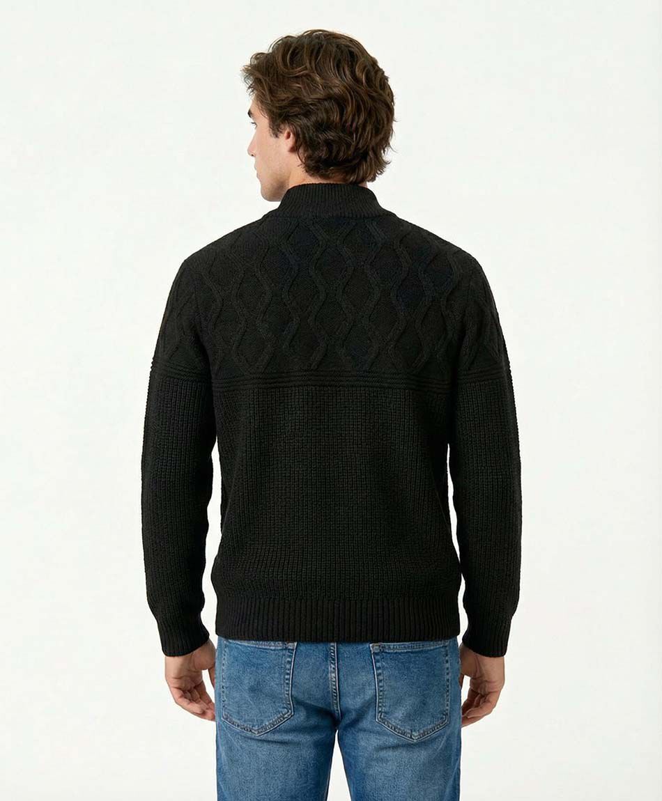 Sweater hombre cierre medio texturizado