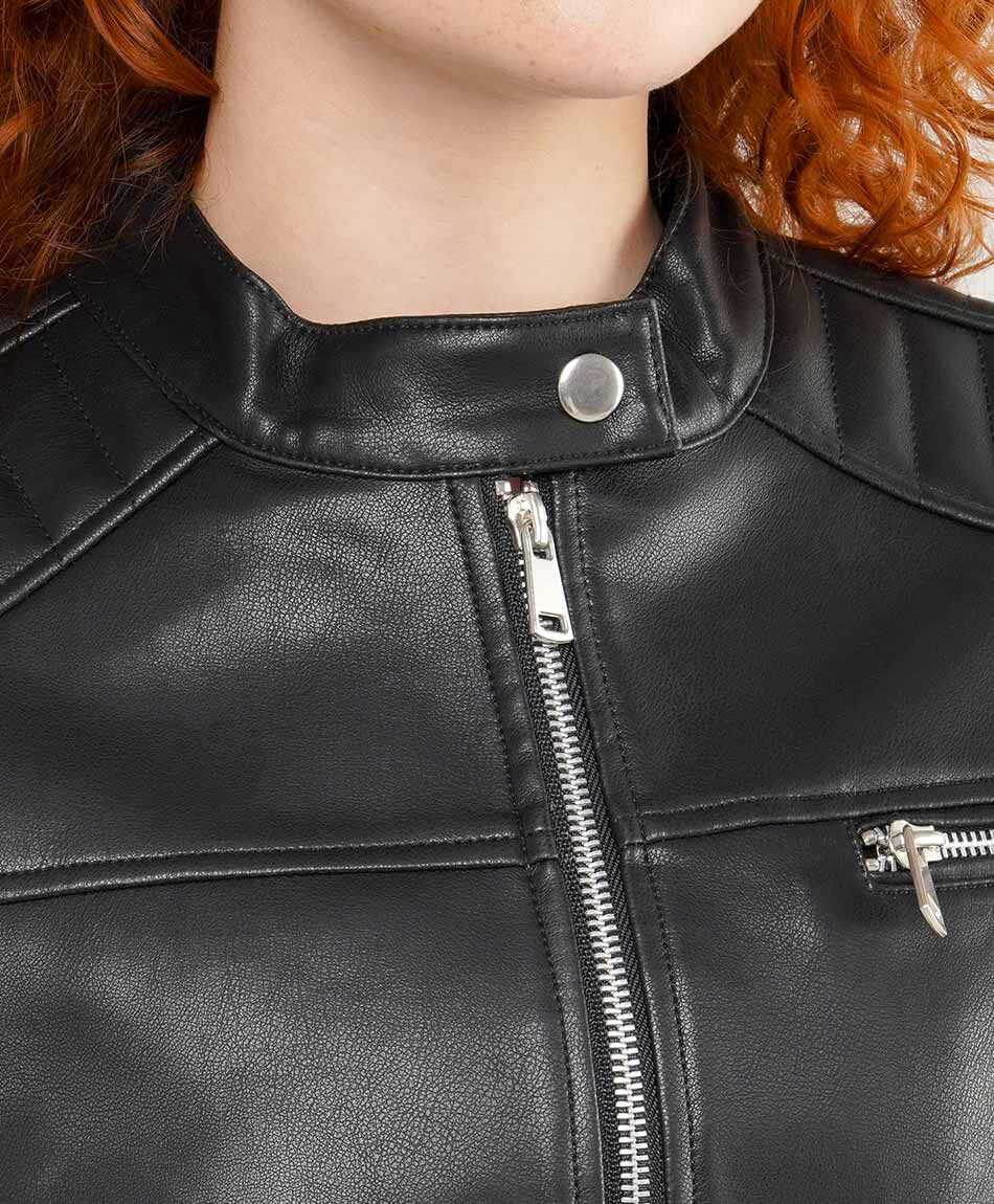 Chaqueta mujer biker eco-cuero negra