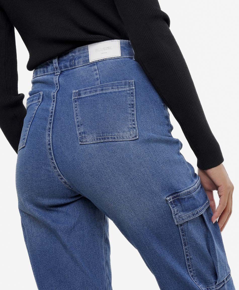 Jeans mujer bolsillos cargo