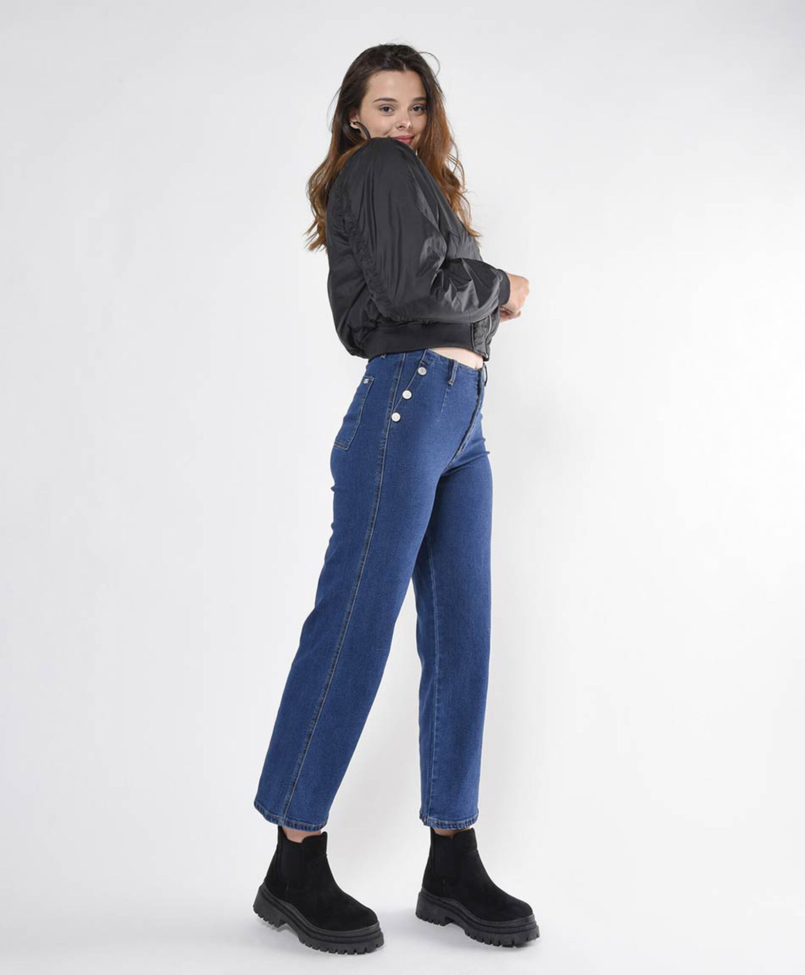 Jeans mujer botones wide Jeans mujer botones wide