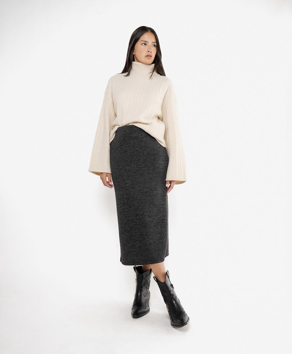 Falda mujer larga lanosa