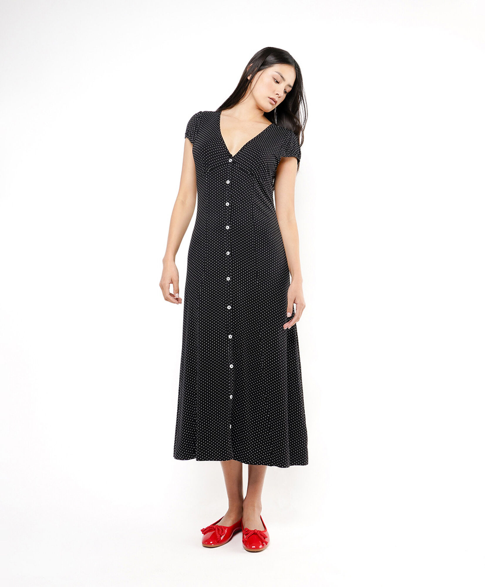 Vestido mujer puntos botones Vestido mujer puntos botones