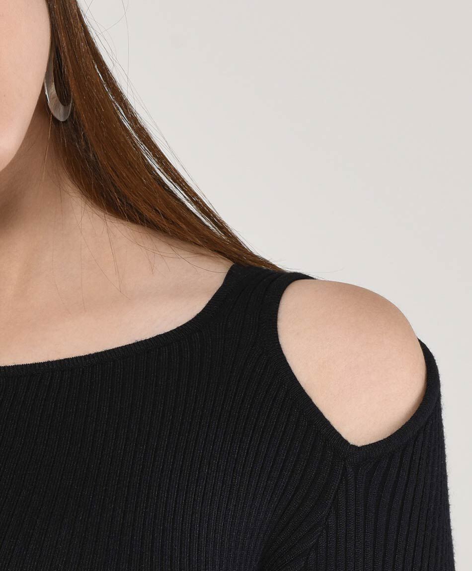 Sweater mujer acanalado asim&eacute;trico ajustado