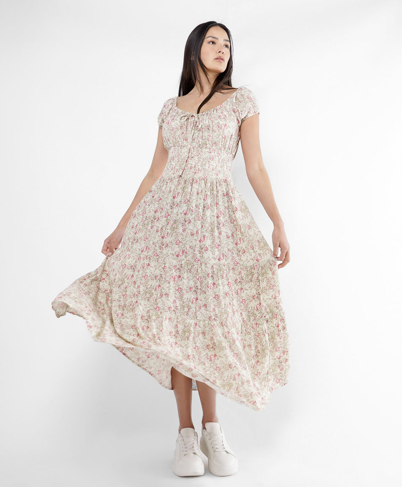 Vestido mujer texturizado flores Vestido mujer texturizado flores
