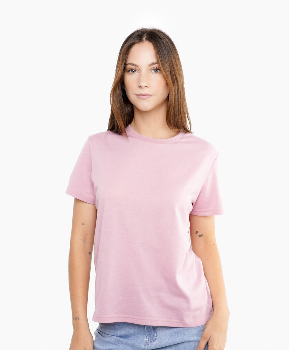 Polera mujer manga corta cl&aacute;sico rosa