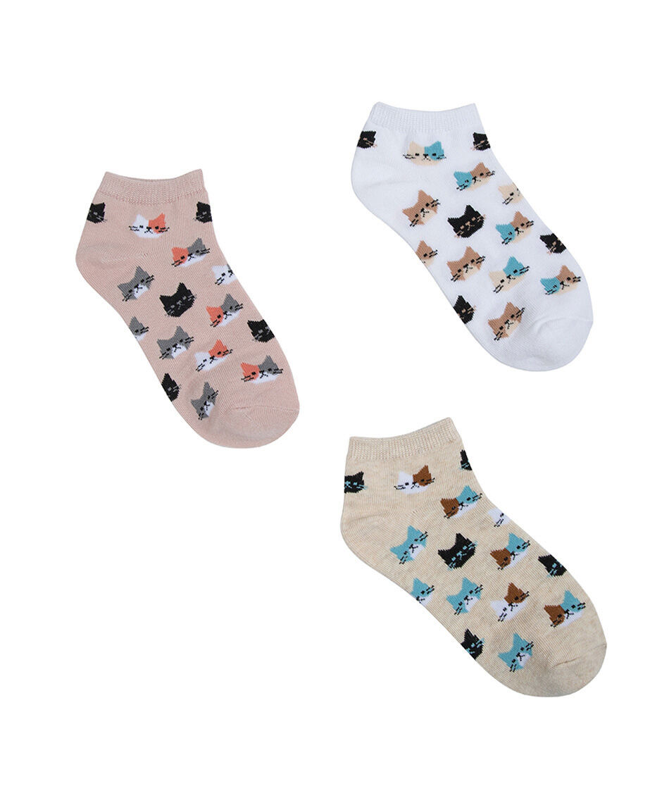 Pack 3 calcetines ni&ntilde;a gatitos