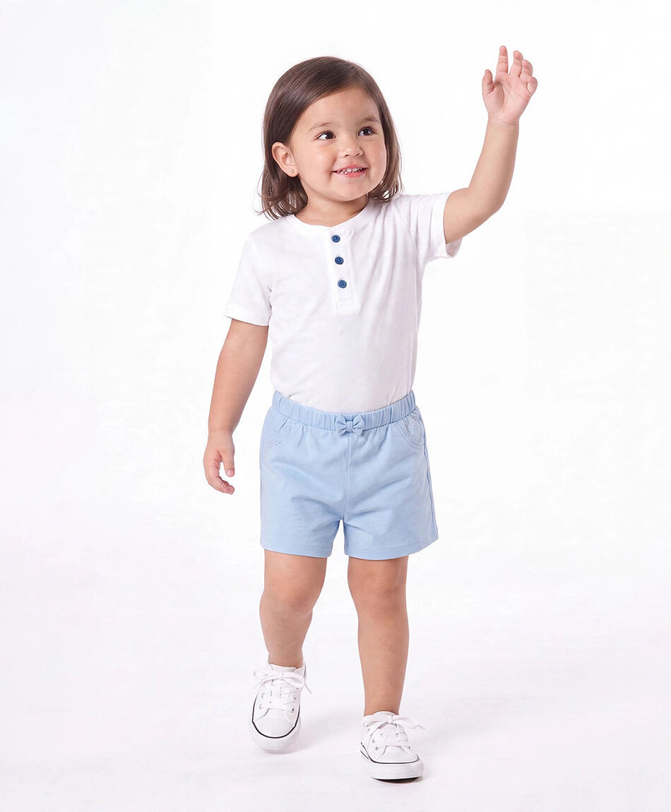 Short bebé celeste broderie
