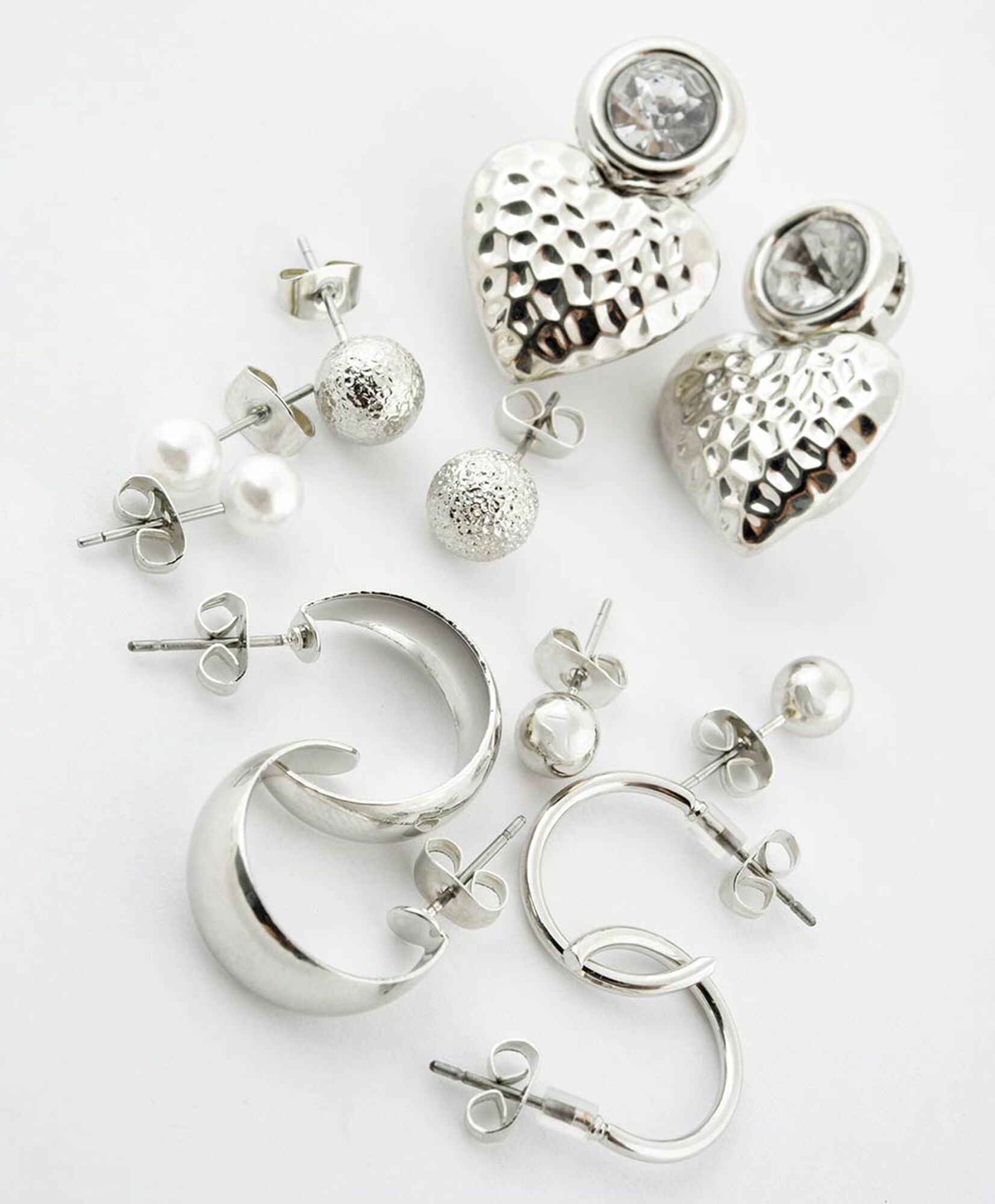 Set de aros mujer plateado 12 piezas Set de aros mujer plateado 12 piezas