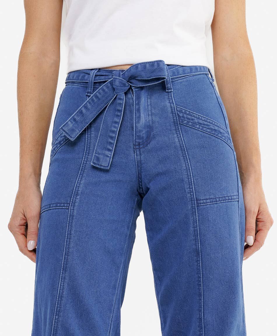 Jeans mujer costuras verticales wide