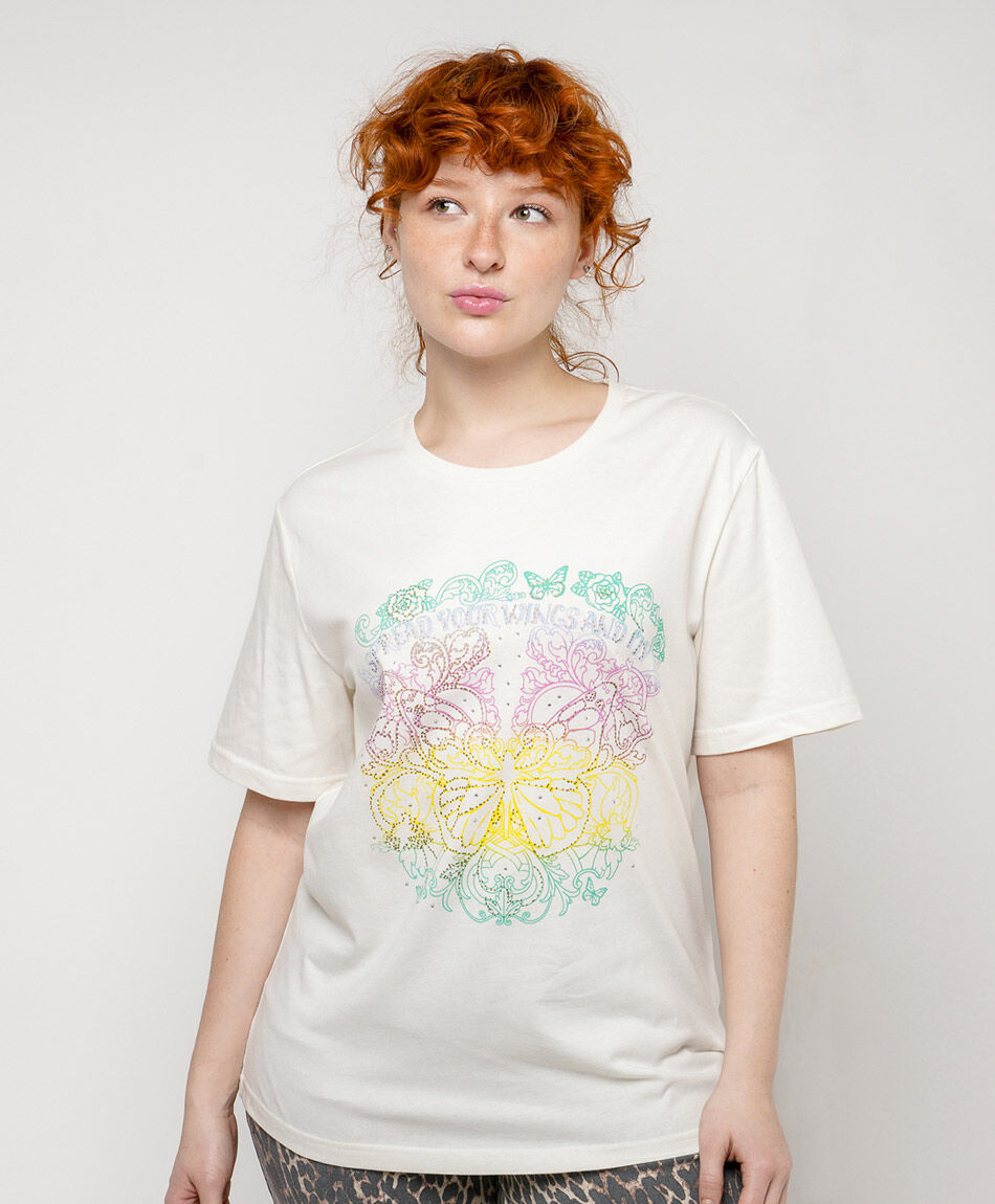 Polera mujer mariposa flor