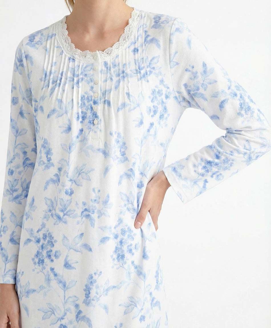 Camisa de dormir mujer  polar flores blue