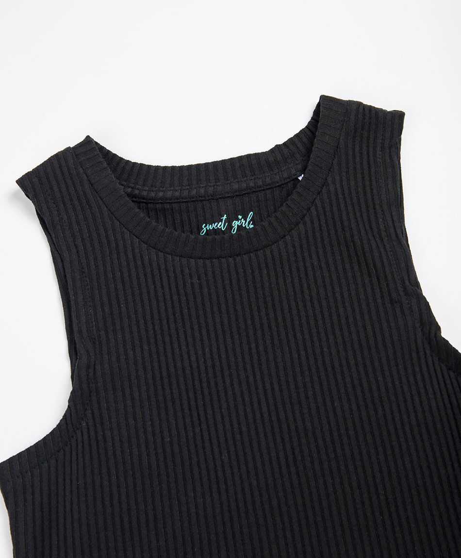 Polera ni&ntilde;a negra sin mangas