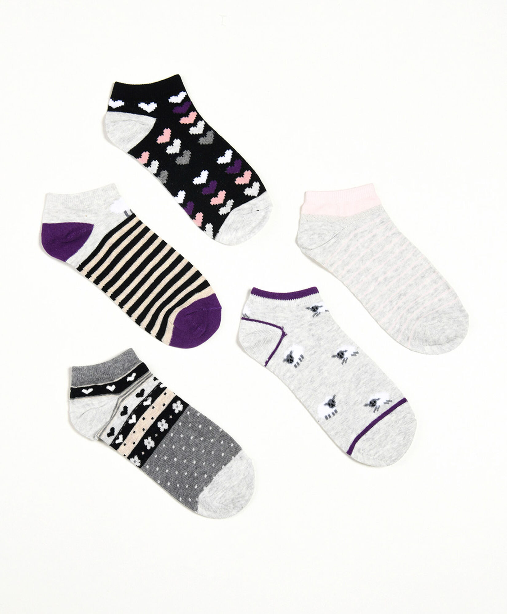 Pack 5 calcetines mujer líneas corazones Pack 5 calcetines mujer líneas corazones
