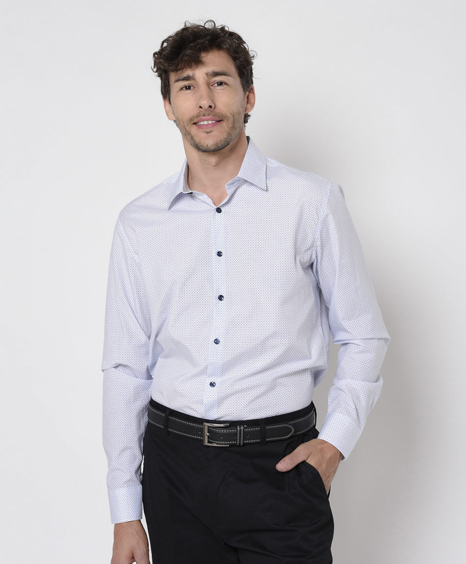 Camisa hombre puntitos manga larga