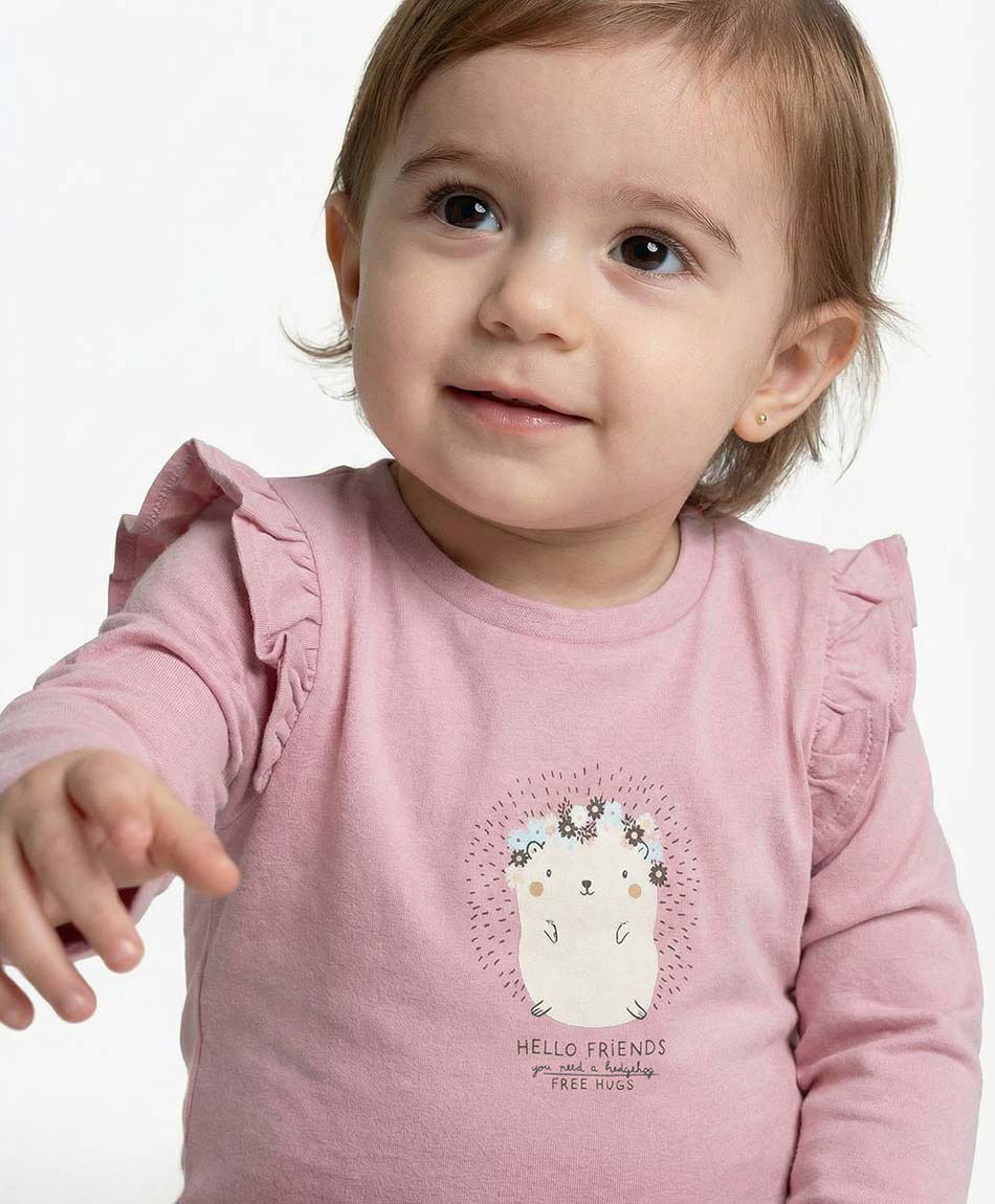 Polera beb&eacute; manga larga dise&ntilde;o erizo