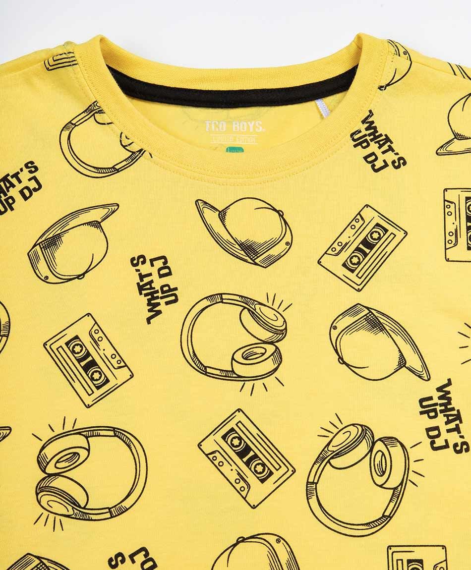 Polera ni&ntilde;o amarillo whats up dj