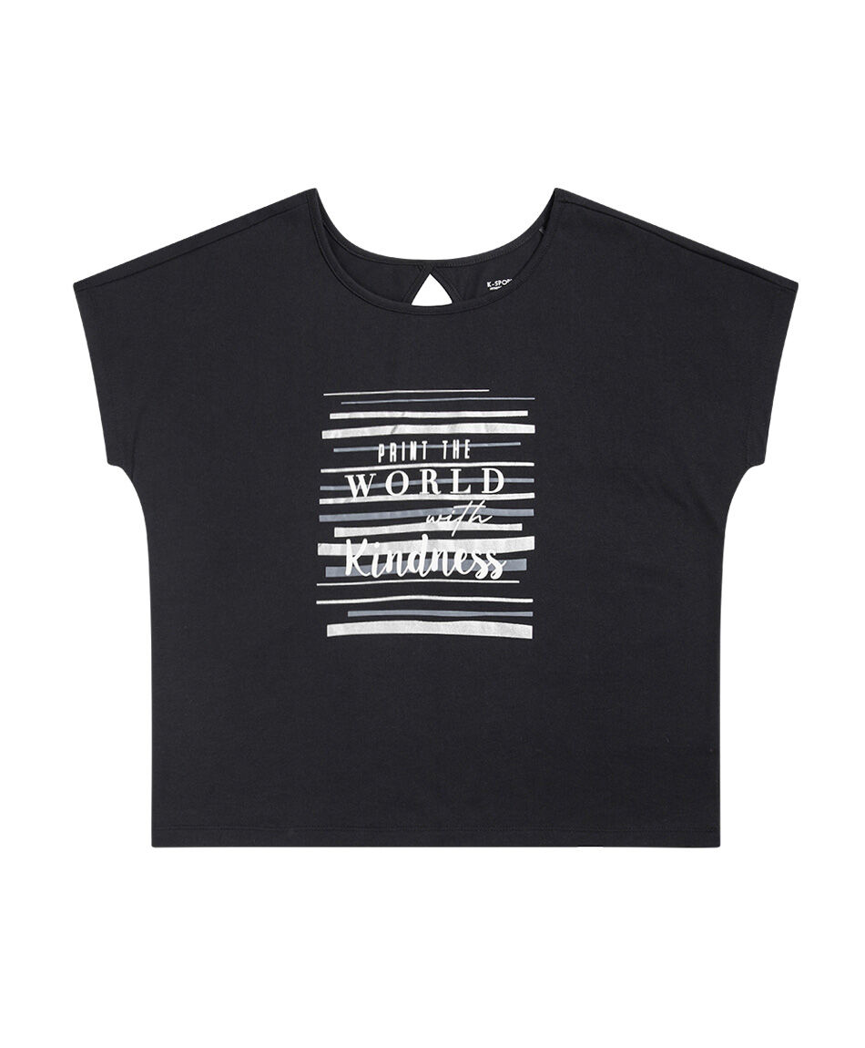 Polera deportiva mujer manga casquillo black