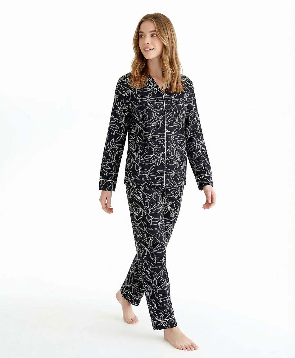 Pijama mujer camisero black