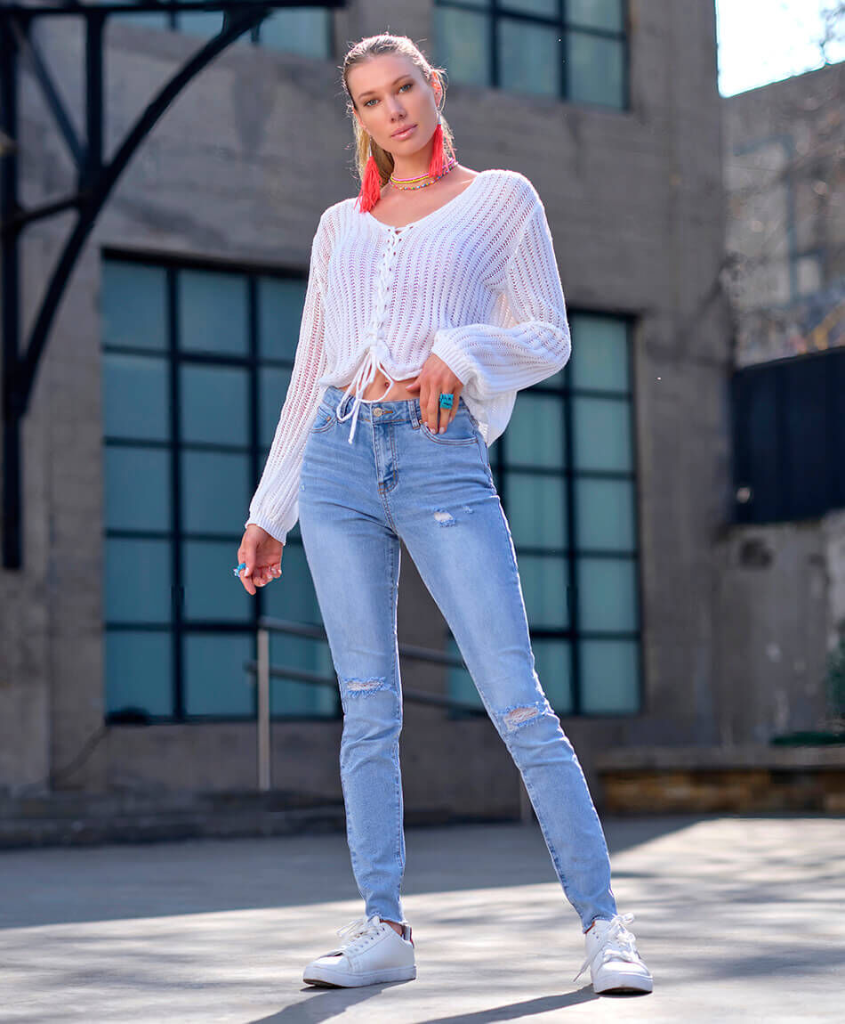 Jeans mujer rasgado skinny fit