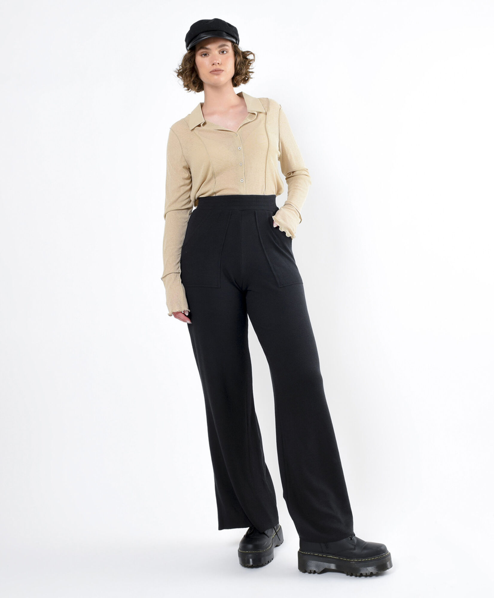 Pantalón mujer tiro alto wide Pantalón mujer tiro alto wide