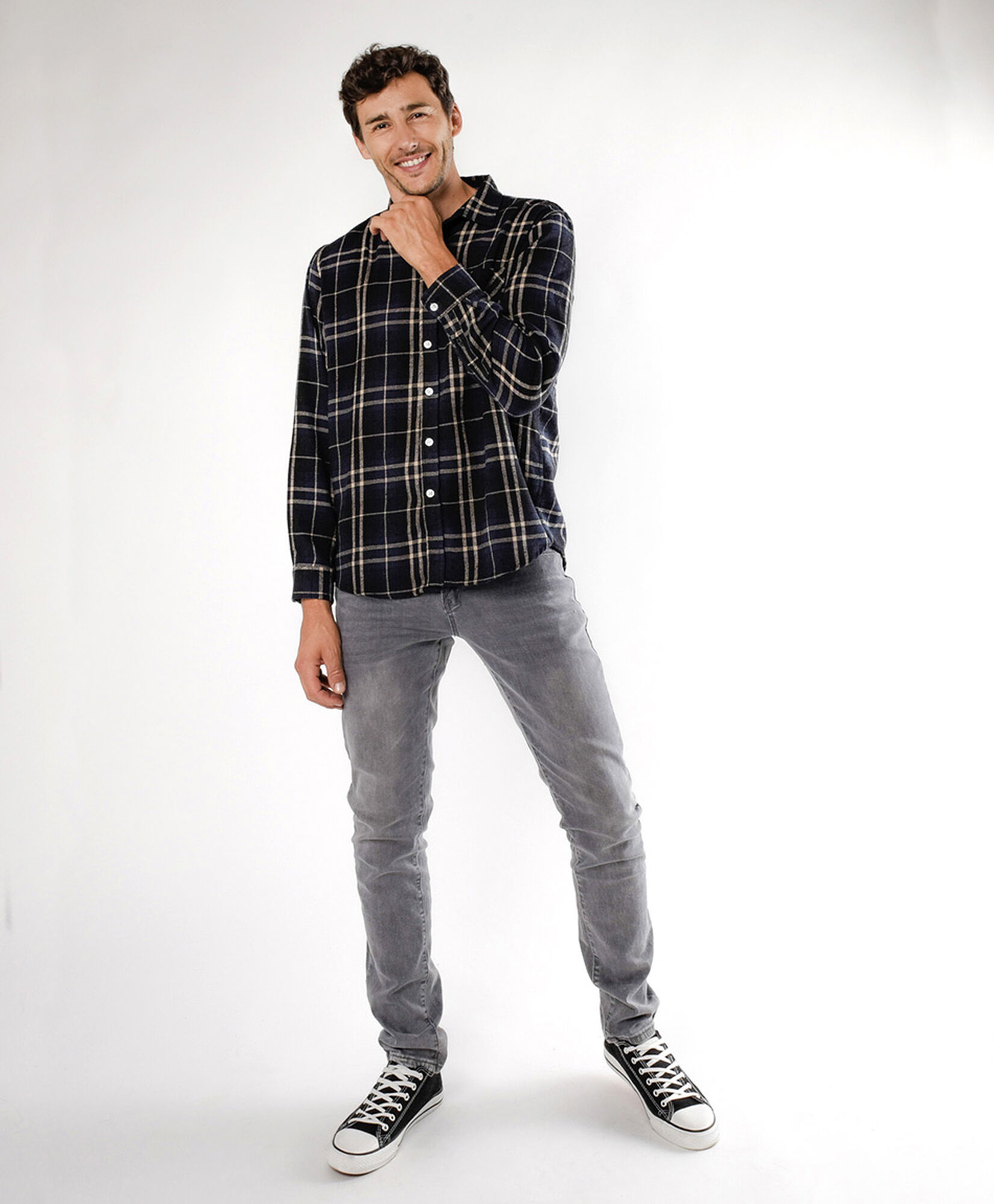 Camisa hombre franela cuadrille azul Camisa hombre franela cuadrille azul
