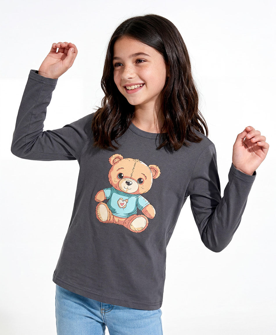 Polera ni&ntilde;a estampado oso beb&eacute;