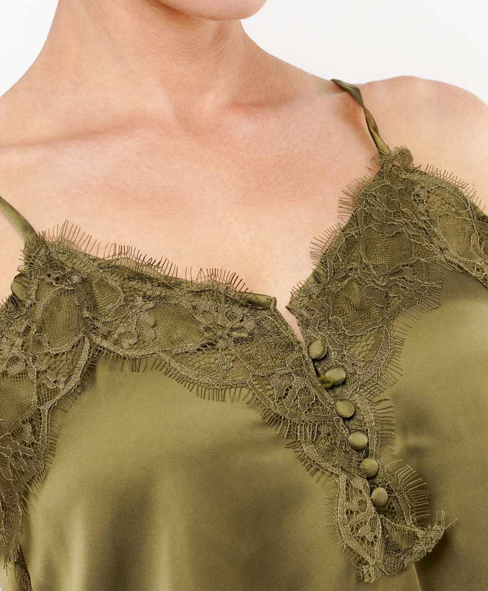 Polera mujer top encaje botones Polera mujer top encaje botones