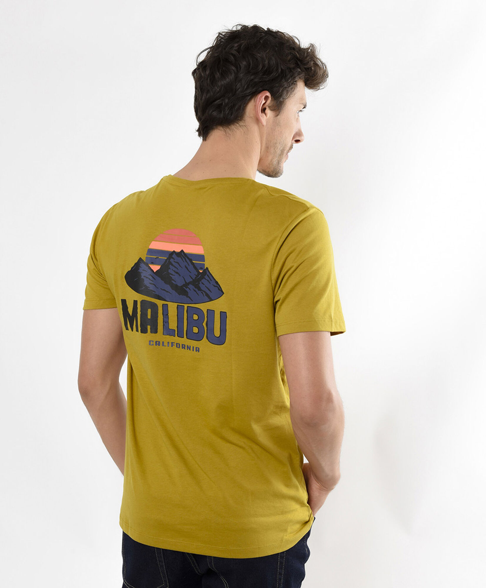 Polera hombre estampado malibu Polera hombre estampado malibu