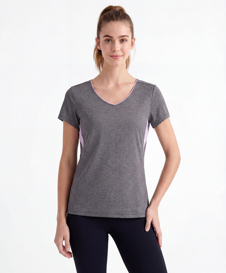 Polera deportiva mujer mix gris