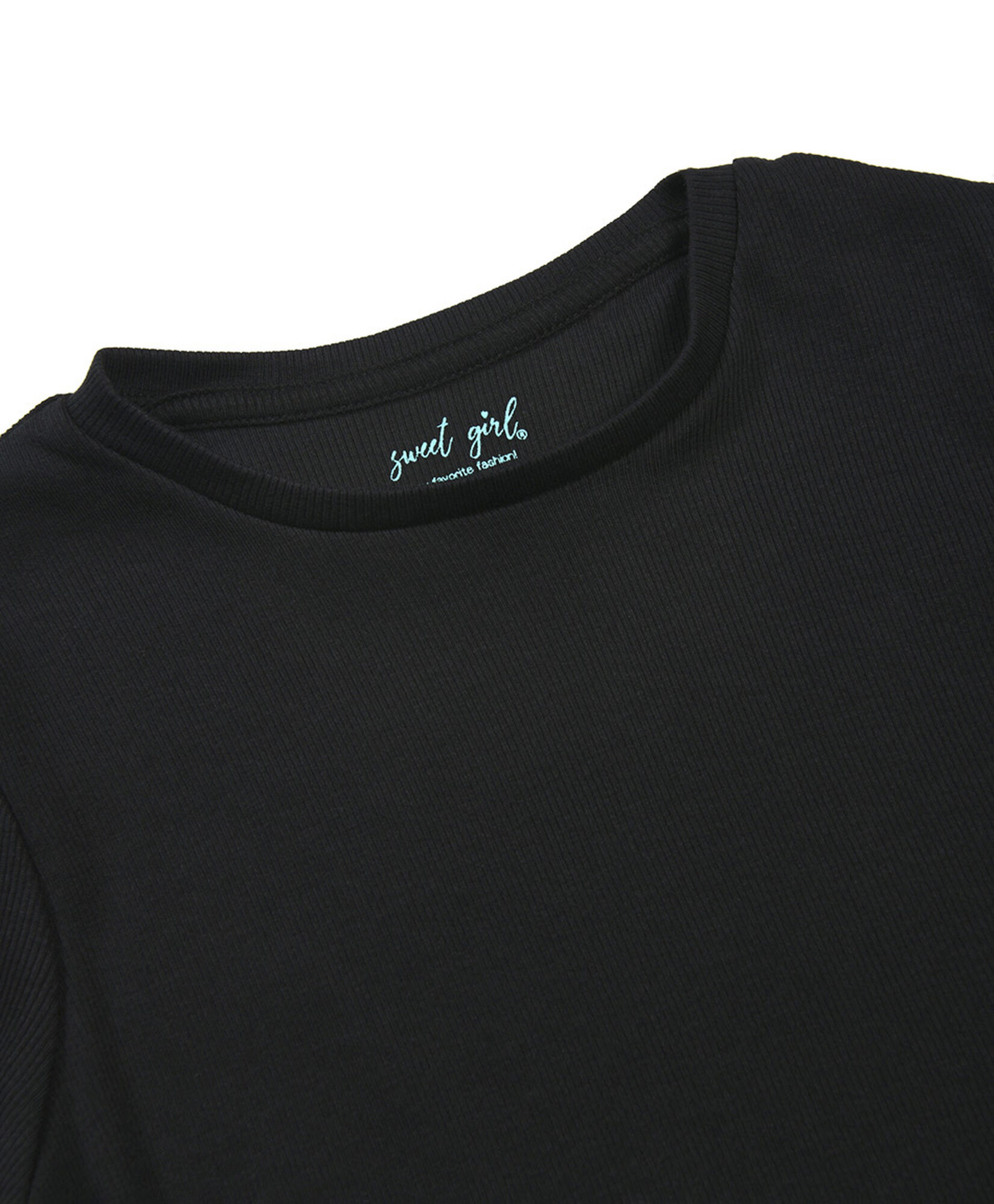 Polera niña acanalada negra Polera niña acanalada negra