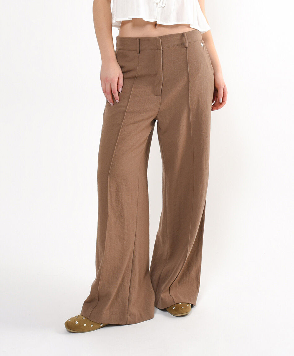 Pantal&oacute;n mujer lino costuras wide