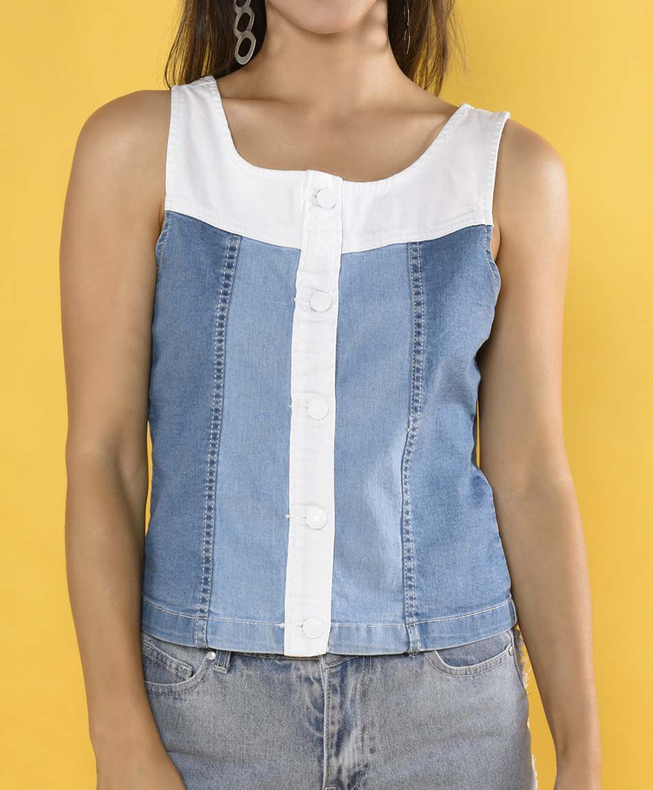 Chaqueta denim sin mangas