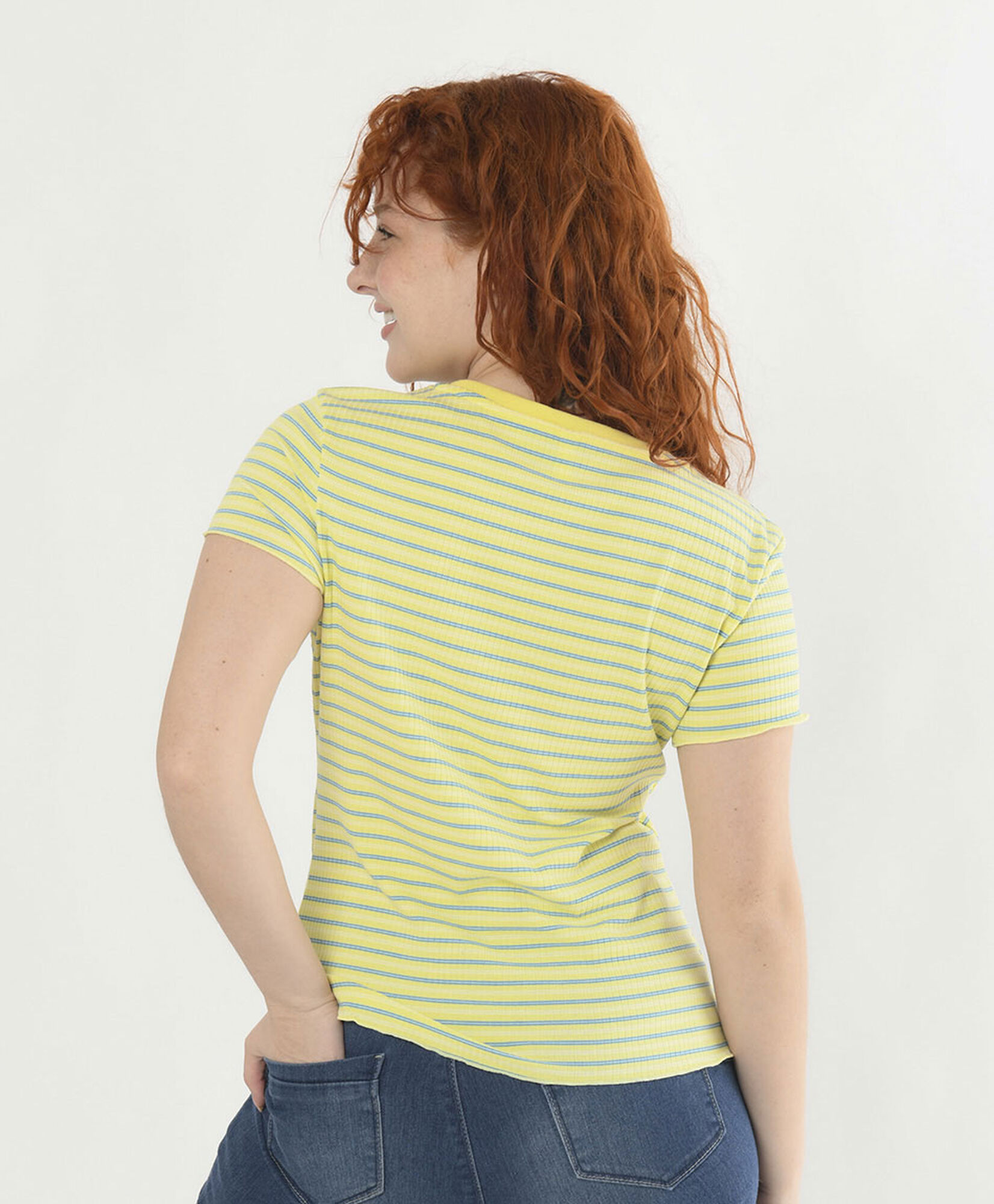 Polera mujer amarilla líneas Polera mujer amarilla líneas