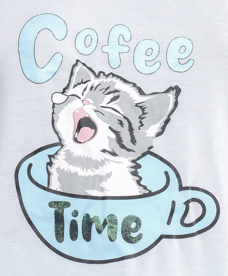 Pijama mujer short caf&eacute; gato