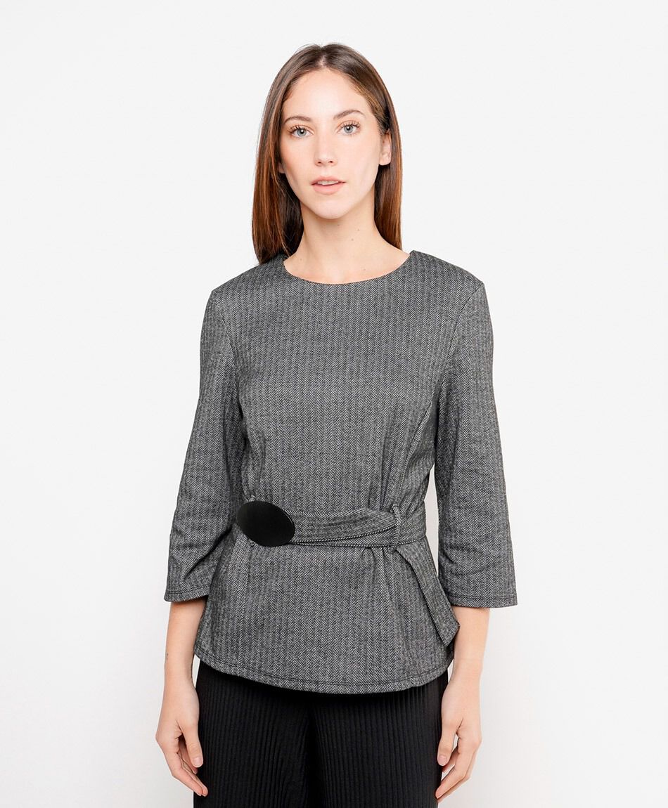 Polera mujer lazo cintura