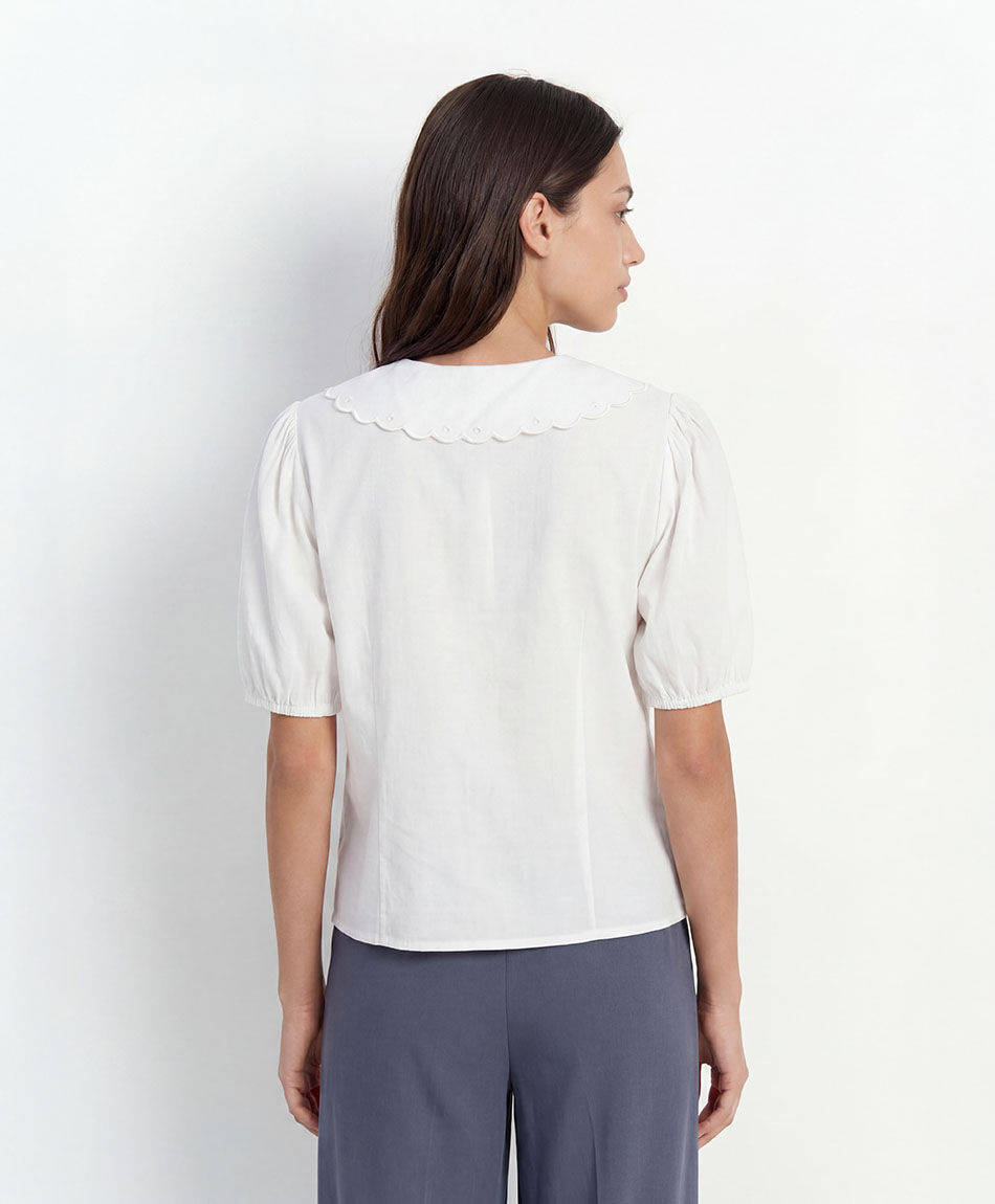 Blusa mujer cuello bordado