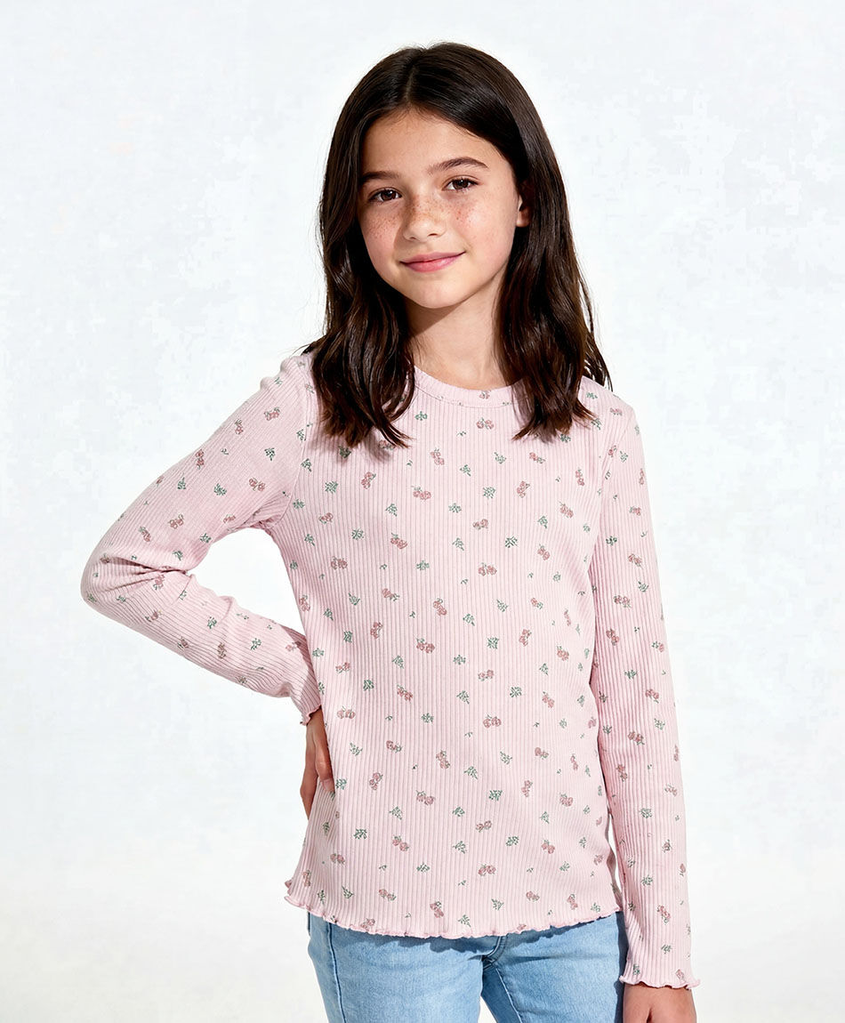 Polera ni&ntilde;a cereza pink