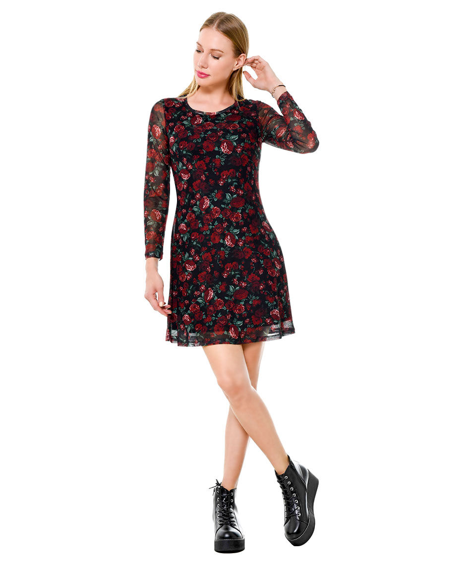Vestido mesh flores