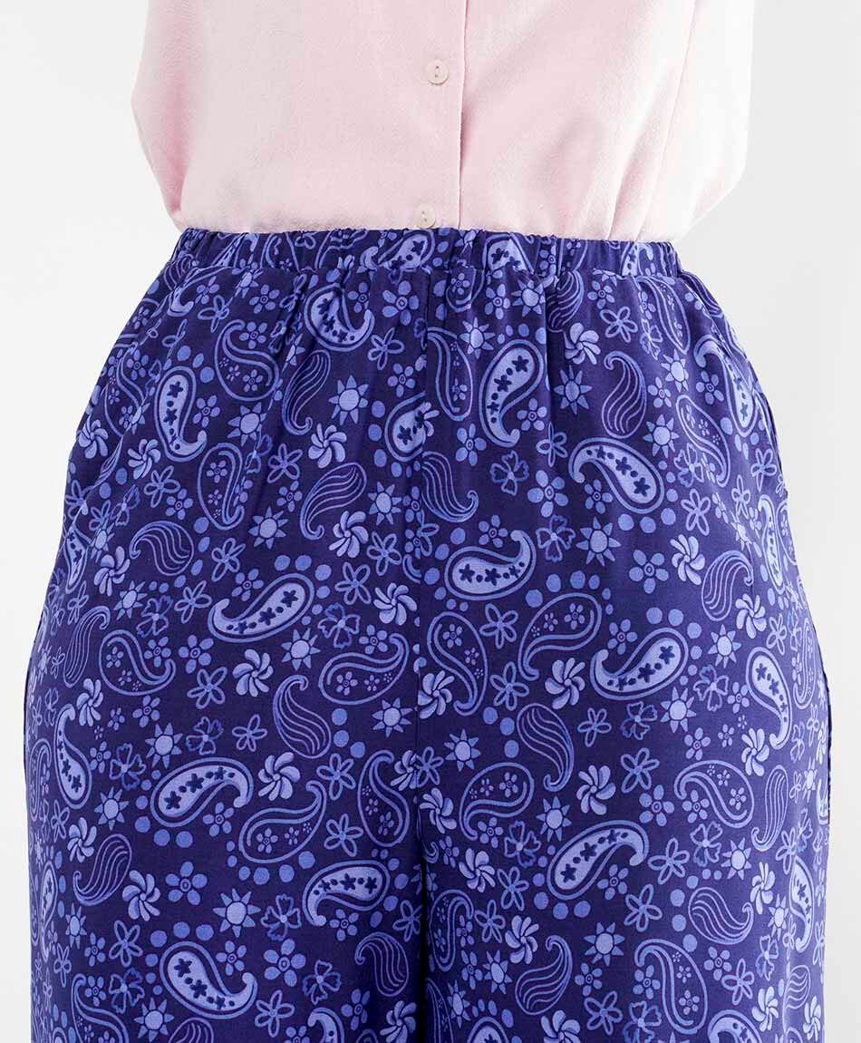 Pantal&oacute;n mujer print azul wide