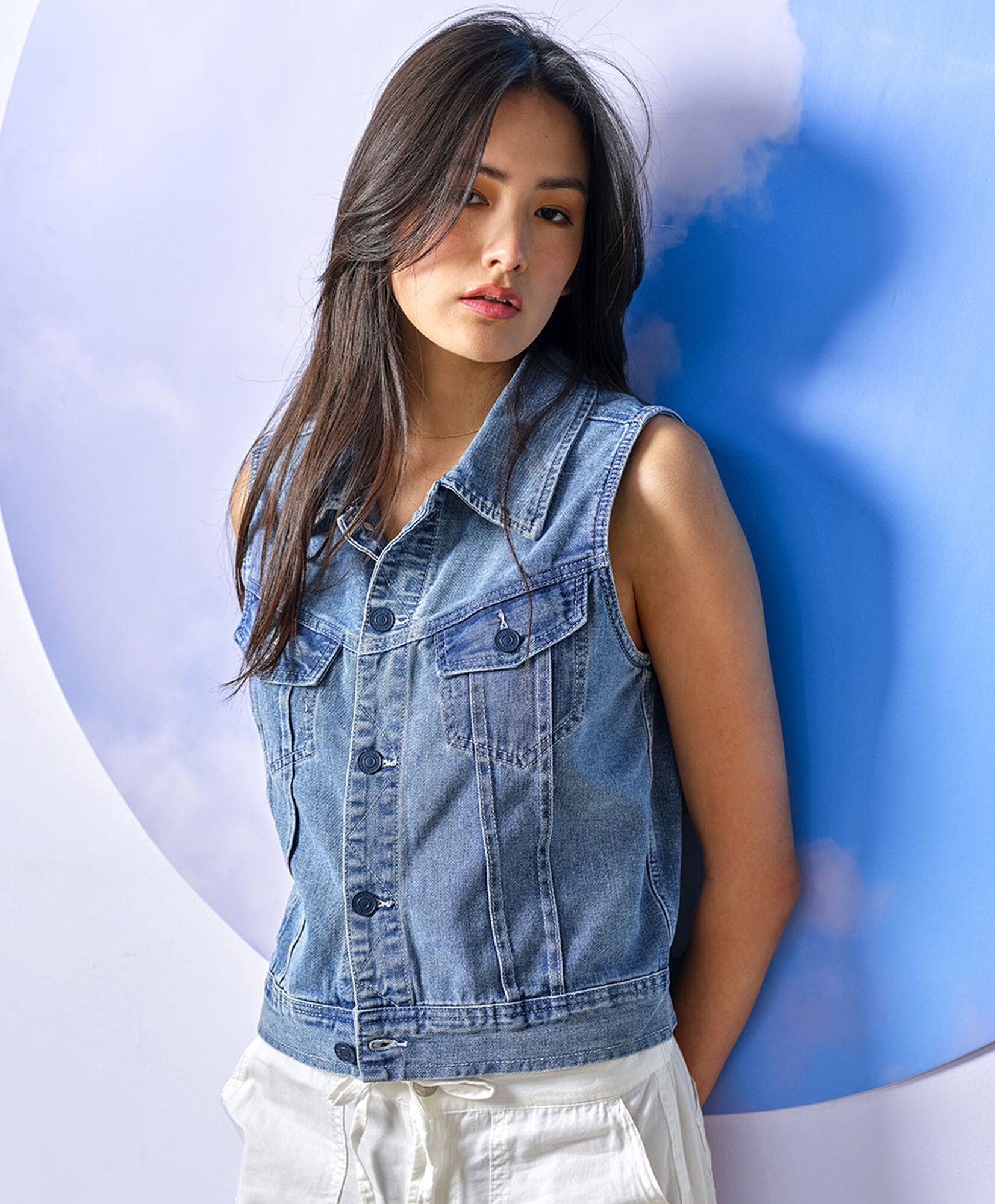 Chaqueta mujer denim sin mangas Chaqueta mujer denim sin mangas