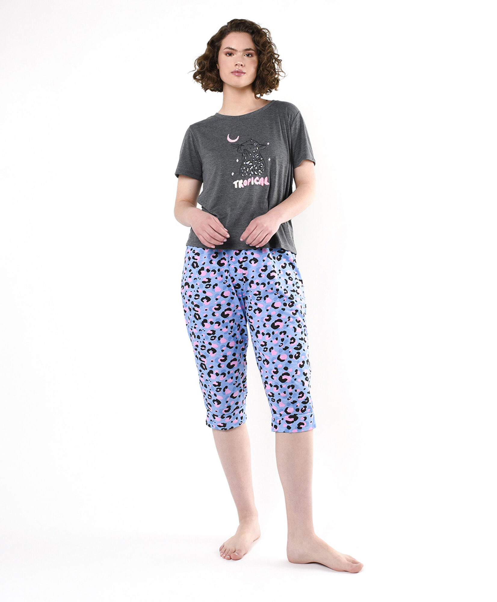 Pijama mujer print leopardo capri Pijama mujer print leopardo capri