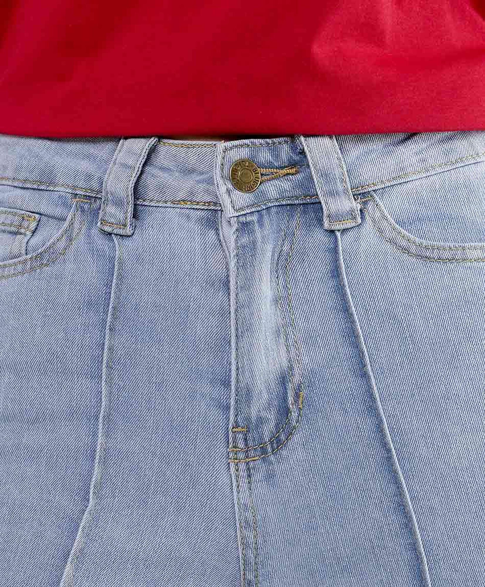 Jeans mujer pliegues frontales flare Jeans mujer pliegues frontales flare
