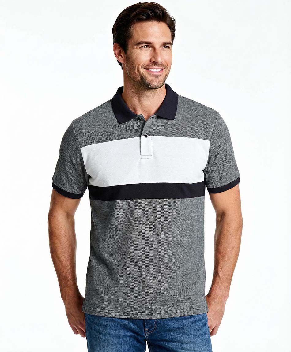 Polera hombre cuello polo grey and black