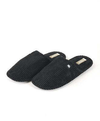 Pantufla hombre negra líneas