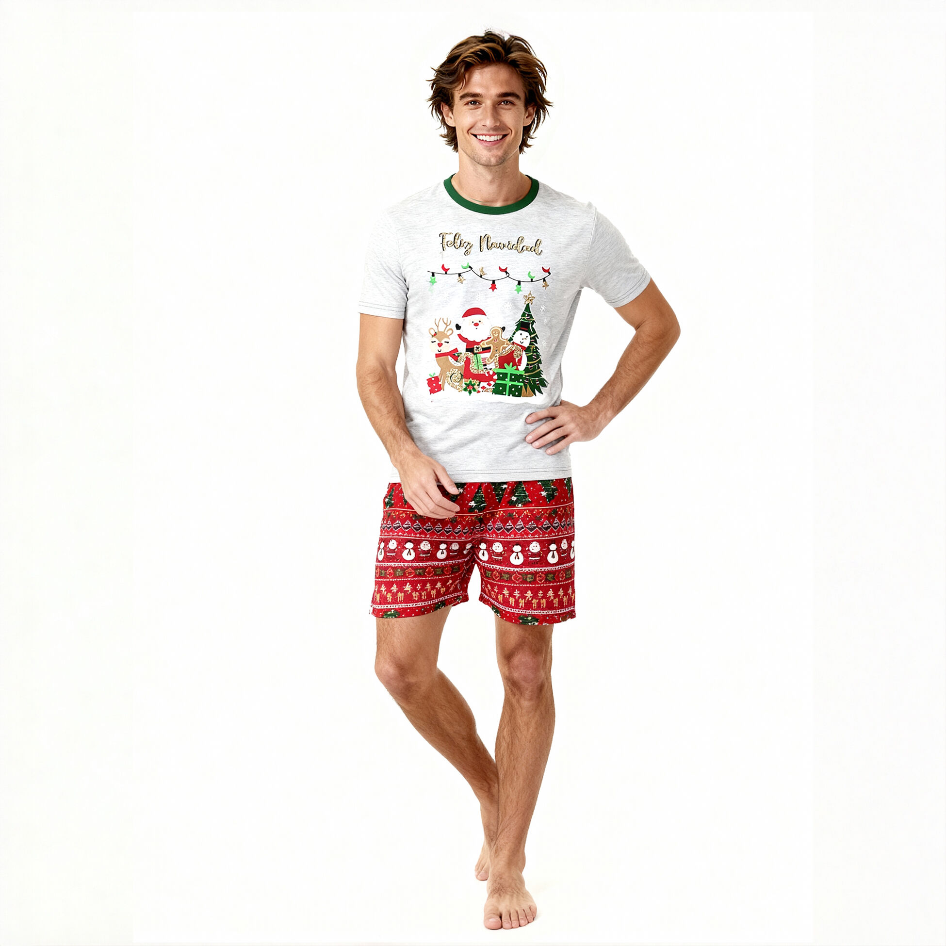 Pijama hombre navidad rojo