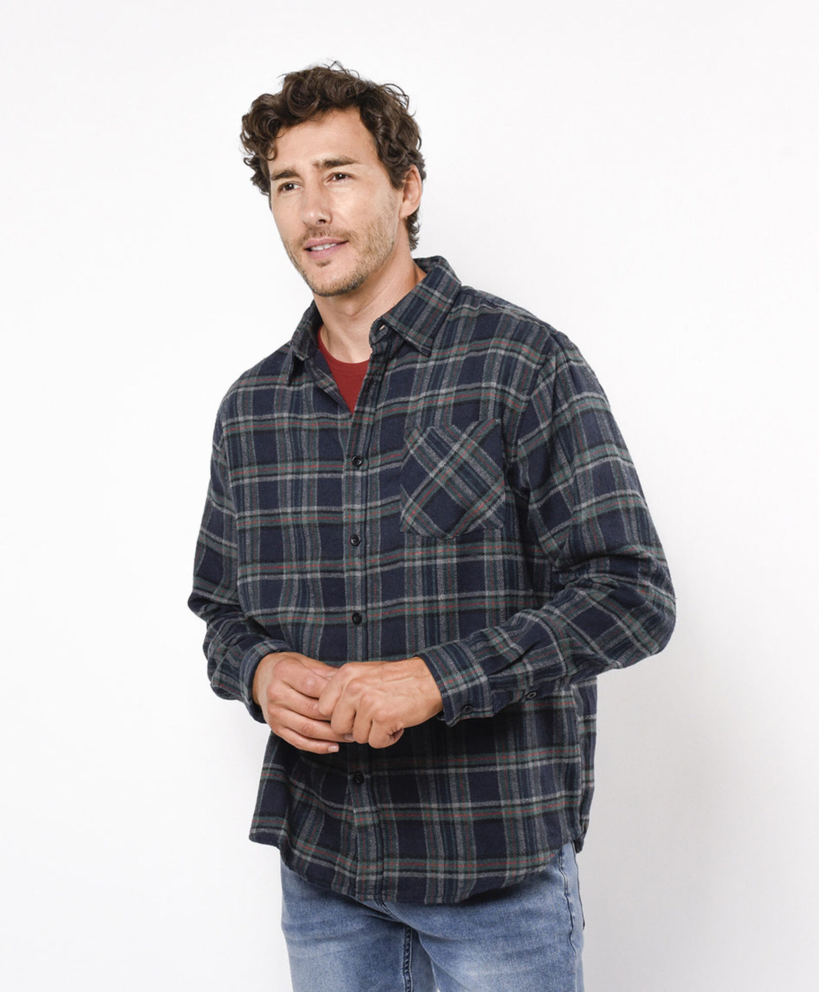 Camisa hombre franela azul oscuro Camisa hombre franela azul oscuro