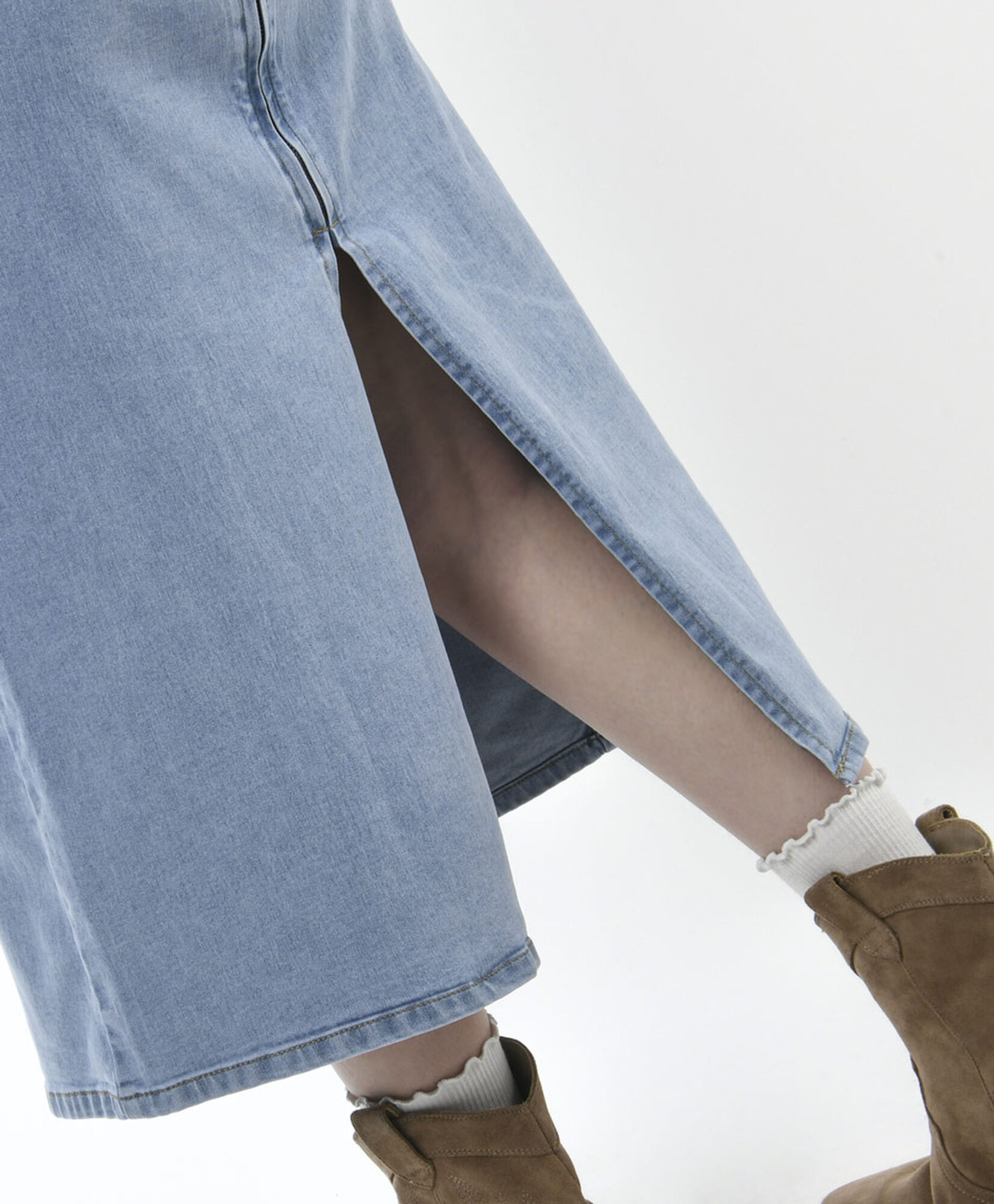 Falda mujer larga denim pinzas Falda mujer larga denim pinzas