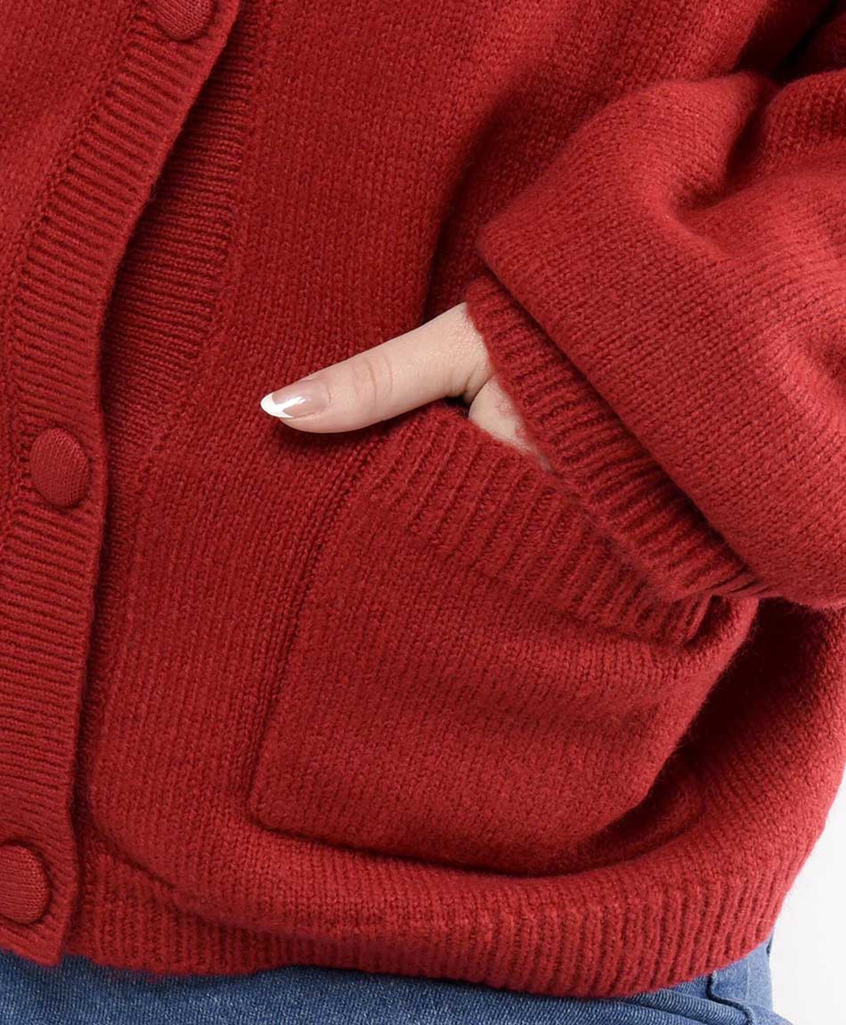 Cardigan mujer rojo bolsillos Cardigan mujer rojo bolsillos