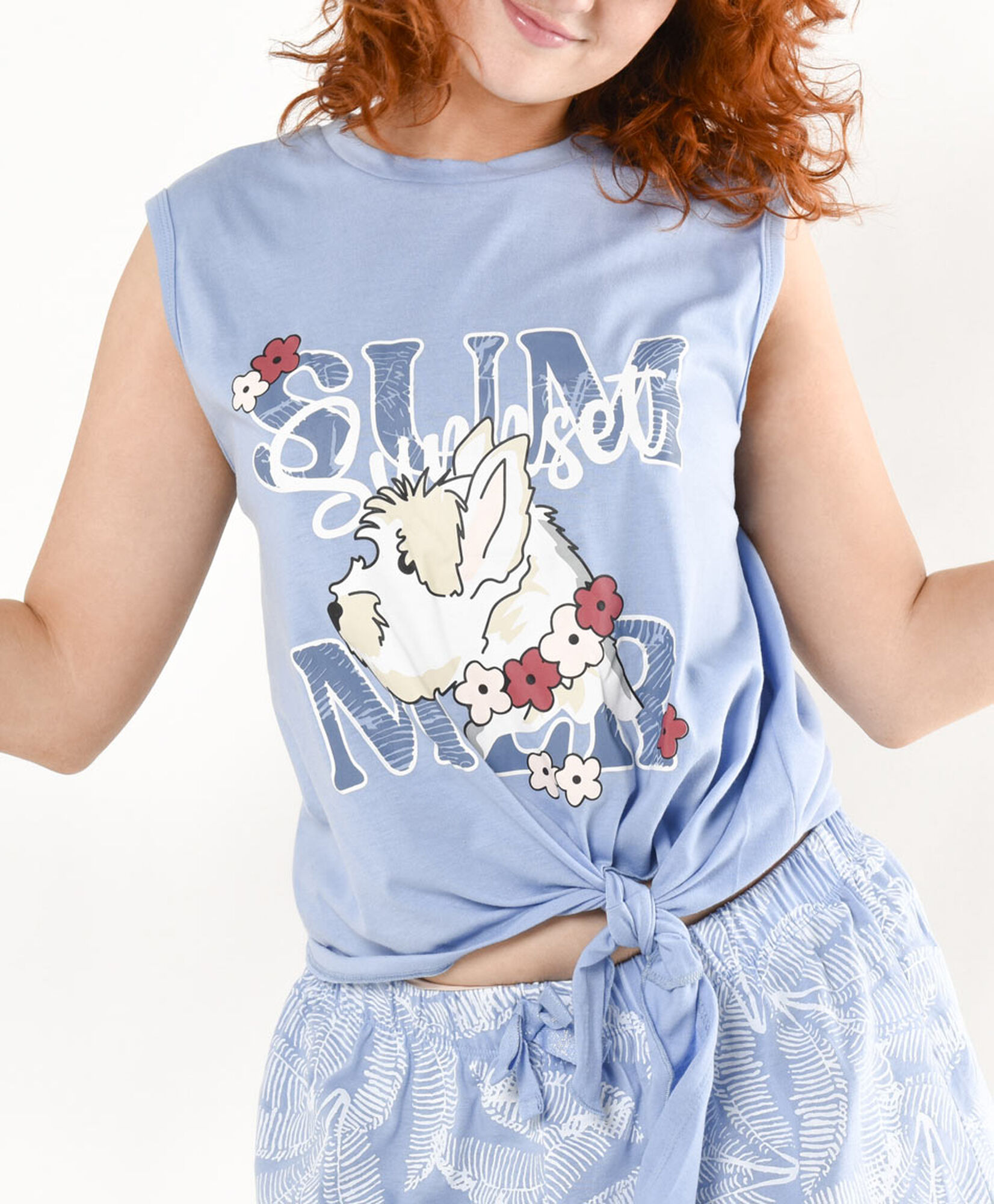 Pijama mujer perrito tropical nudo Pijama mujer perrito tropical nudo